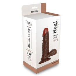 Ciemne brązowe dildo gruby penis z jądrami 19cm