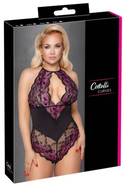 Cottelli CURVES - Dwukolorowe Kwiatowe Body Z Delikatne Koronki 3XL