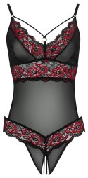 Cottelli LINGERIE - Gorące Body Z Dwukolorowej Koronki Z Kwiatowym Motywem S/M