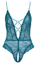 Cottelli LINGERIE - Seksowne Koronkowe Body Z Paseczkami Bez Krocza Zielone L