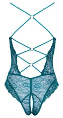 Cottelli LINGERIE - Seksowne Koronkowe Body Z Paseczkami Bez Krocza Zielone L