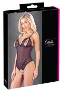 Cottelli LINGERIE - Seksowne Siateczkowe Body Z Delikatną Koronką Bez Krocza S