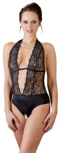 Cottelli LINGERIE - Koronkowe Czarne Body Z Otwartym Kroczem L