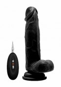 Vibrating Realistic Cock - 8" - With Scrotum - Black