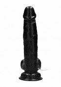 Vibrating Realistic Cock - 8" - With Scrotum - Black