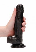 Vibrating Realistic Cock - 8" - With Scrotum - Black