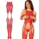 Koronkowe bodystocking erotyczny czerwone XL/XXL