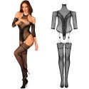 Strój erotyczny koronka bodystocking czarne S/M/L