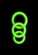 3 pcs Cock Ring Set - Glow in the Dark - Neon Green