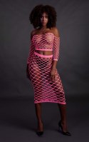 Long Sleeve Crop Top and Long Skirt - Pink - XS/XL