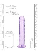 Żelowe fioletowe dildo z przyssawką waginalne i analne 22 cm