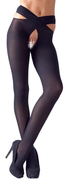 Cottelli LEGWEAR - Czarne Pończochy Z Paskami Na Biodra L/XL