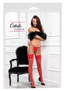 Cottelli LEGWEAR - Czerwone Klasyczne Pończochy Z Piękną Koronką 3