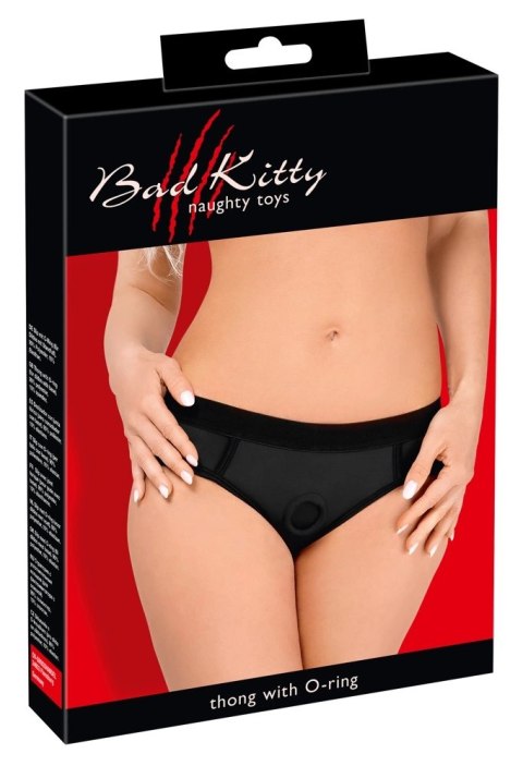 Bad Kitty - Gładkie Czarne Strap-On Z Pierścieniem Na Dildo 2XL