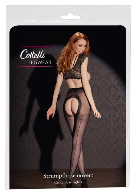 Cottelli LEGWEAR - Czarne Rajstopy Z Otwartym Kroczem I Ozdobnym Szwem 2