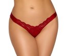 Cottelli LINGERIE - Czerwone Stringi Z Koronki Z Satynową Wstążką S/M