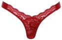 Cottelli LINGERIE - Czerwone Stringi Z Koronki Z Satynową Wstążką S/M