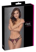 Cottelli LINGERIE - Seksowne Mocno Wycięte Koronkowe Majteczki Czarno-Czerwony S-L