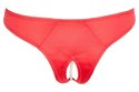 Cottelli LINGERIE - Seksowne Satynowe Majteczki Z Perełkami W Kroczu Czerwone L