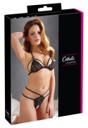 Cottelli LINGERIE - Zmysłowe Koronkowy Zestaw Biustonosz I Stringi Czarny XL