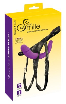 Sweet Smile - Uprząż Strap-On Z Podwójnym Fioletowym Dildo