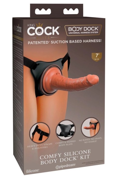 King Cock Elite - Uprząż Strap-On Z Realistycznym Dildo 18 CM Ciemny Kolor Skóry