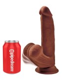 King Cock Plus - Realistyczne Dildo Z Kulkami W Jądrach I Przyssawką 20 CM Ciemny Kolor Skóry