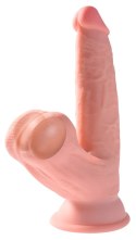 King Cock Plus - Realistyczne Dildo Z Kulkami W Jądrach I Przyssawką 15,2 CM Jasny Kolor Skóry