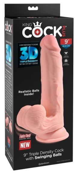 King Cock Plus - Realistyczne Dildo Z Kulkami W Jądrach I Przyssawką 22,9 CM Jasny Kolor Skóry