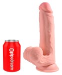 King Cock Plus - Realistyczne Dildo Z Kulkami W Jądrach I Przyssawką 22,9 CM Jasny Kolor Skóry