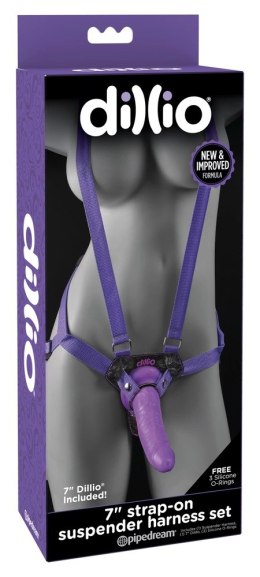 Dillio - Dildo Strap-On Uprząż Fioletowy 19cm