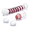 Szklane dildo, korek analny i jajeczka - Glas Mr. Swirly Set