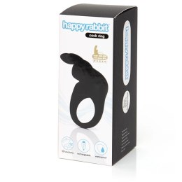 Pierścień wibrujący - Happy Rabbit Rechargeable Vibrating Rabbit Cock Ring Black