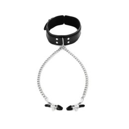 Obroża z zaciskami na sutki - Sportsheets Collar with Nipple Clamps