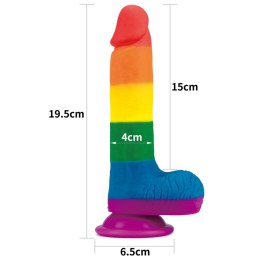 Dildo tęczowe giętkie silikonowe przyssawka 19,5cm