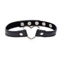 XR Brands - Czarny Choker w kształcie serca chromowanego