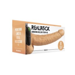 RealRock - Wibrator - dildo z jądrami na pasku 23 cm