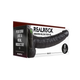 RealRock - Wibrator - dildo z jądrami na pasku 23 cm