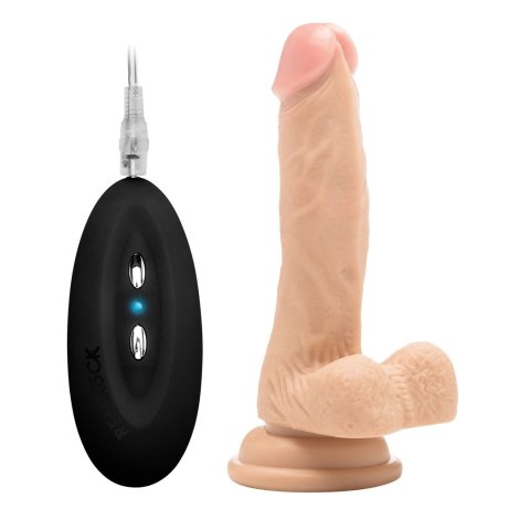 RealRock - Wibrujące realistyczne dildo z jądrami - z pilotem 18 cm