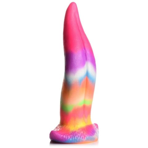 XR Brands - Silikonowe dildo świecące w ciemności - kucyk tęczowy