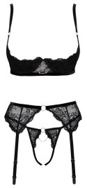 Cottelli LINGERIE - Seksowne Koronkowy 3-Częściowy Komplecik Czarny 80B/M