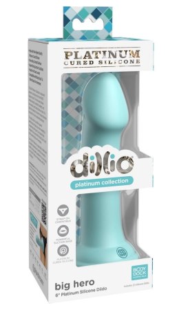 Dillio Platinum - Klasyczne Dildo Z Widocznym Żołędziem Big Hero 17,2 cm Turkusowe