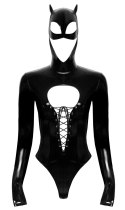 Black Level - Czarne Body Sznurowane Z Maską Z Uszami Czarne XL