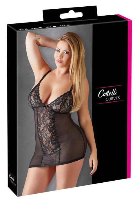 Cottelli CURVES - Seksowna Sukienka Bieliźniana Z Koronką Czarna 4XL