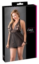 Cottelli CURVES - Seksowna Babydoll Z Rozcięciem Na Piersiach I Kokardką Czarna 3XL