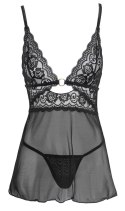 Cottelli LINGERIE - Seksowna Siateczkowa Halka Z Delikatną Koronką + Stringi S