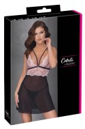 Cottelli LINGERIE - Seksowna Siateczkowa Halka Z Różową Koronką 2XL