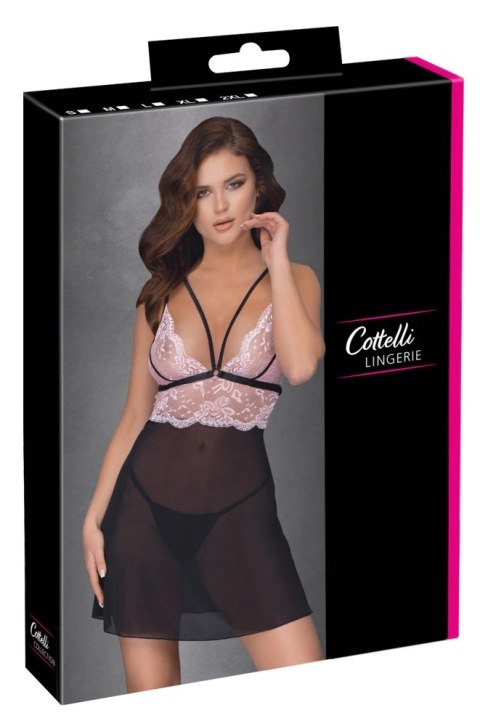 Cottelli LINGERIE - Seksowna Siateczkowa Halka Z Różową Koronką 2XL