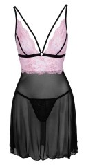 Cottelli LINGERIE - Seksowna Siateczkowa Halka Z Różową Koronką L