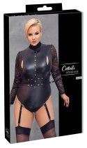 Cottelli Bondage - Seksowne Matowe Body Z Koronkowymi Rękawami 2XL